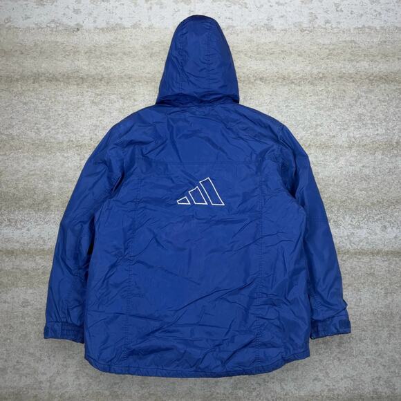 Vintage Adidas Puffer Jacket Royal Blue Nylon Insulated Full Zip 90s - Picture 3 of 4